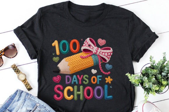100 Days of School Faux Yarn PNG SVG EPS