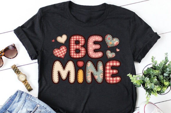 Be Mine Patchwork Valentines Day PNG SVG