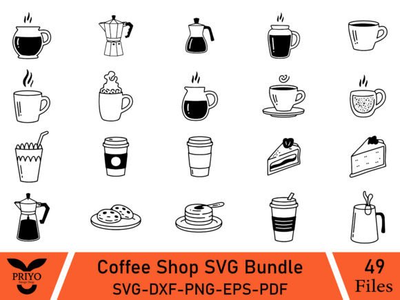 Coffee Shop Icons SVG Bundle