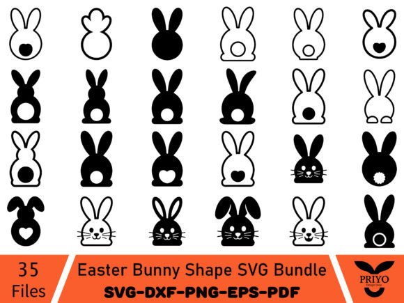 Easter Bunny Shape SVG Bundle