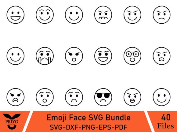 Emoji Face SVG Bundle, Smiley Face Svg