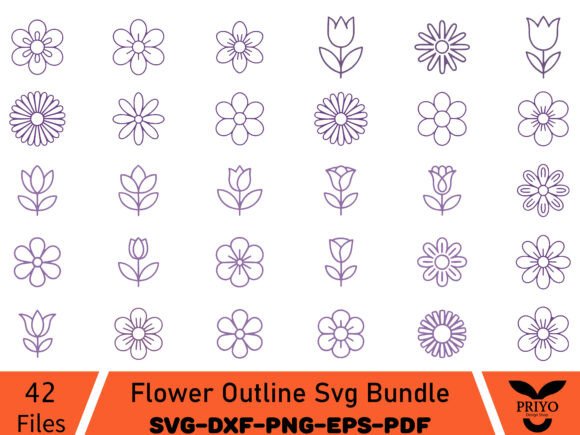 Flower Outline SVG Bundle