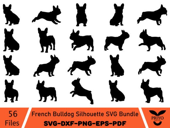 French Bulldog Silhouette SVG Bundle