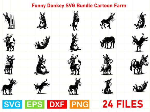 Funny Donkey SVG Bundle Cartoon Farm