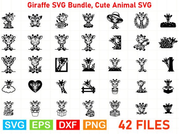 Giraffe SVG Bundle, Cute Animal SVG