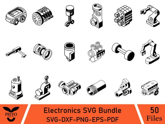 Industrial Machine Parts Icon SVG Bundle