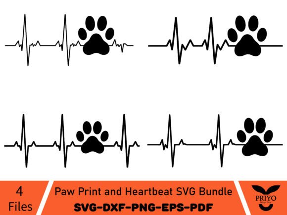Paw Print and Heartbeat SVG Bundle