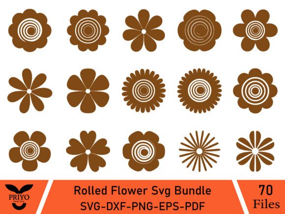 Rolled Flower SVG Bundle