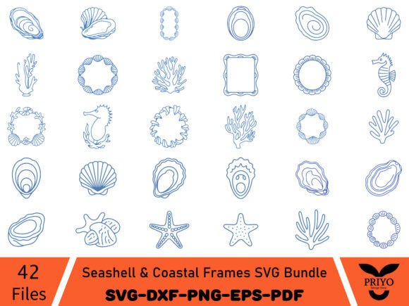 Seashell Coastal Frames SVG Bundle