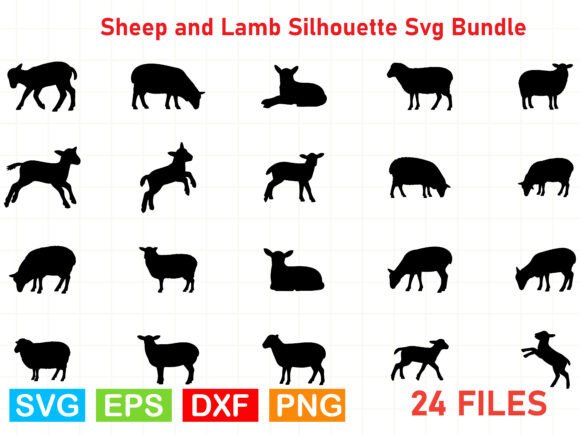 Sheep and Lamb Silhouette SVG Bundle