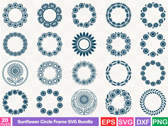 Sunflower Circle Frame SVG Bundle