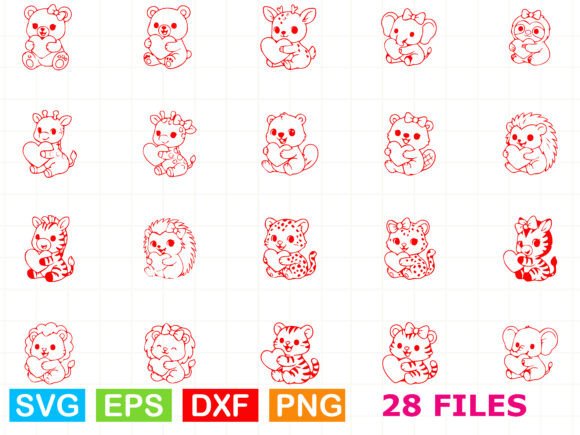 Valentine Animals with Hearts SVG Bundle