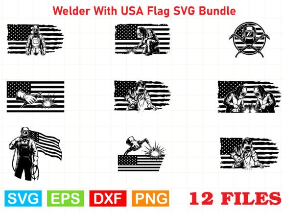 Welder with USA Flag SVG Bundle